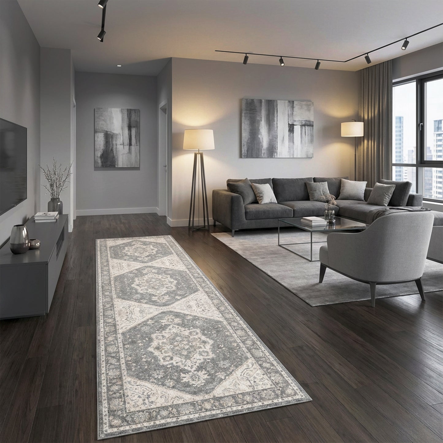 Washable Gray Runner Rug – 2' × 6' – Non-Slip Low-Profile Design– Limited Time Offer – Free Shipping USA - Yalz Store