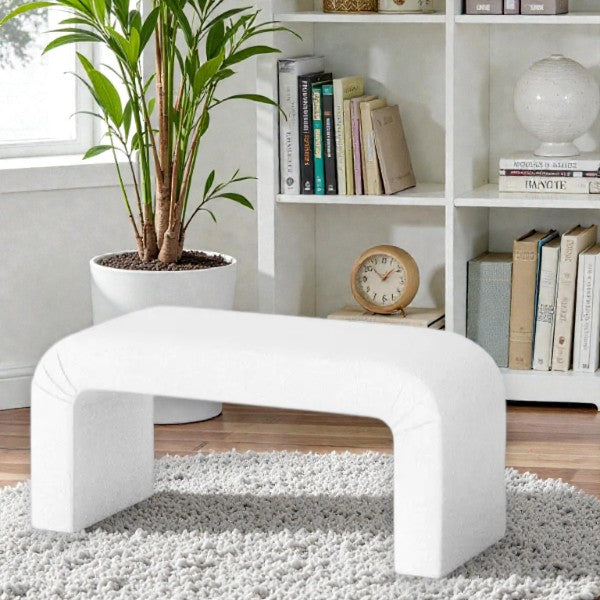 Cicely Waterfall Bench Cream Boucle - Threshold: Padded, No Assembly, Bedroom Furniture - Yalz Store