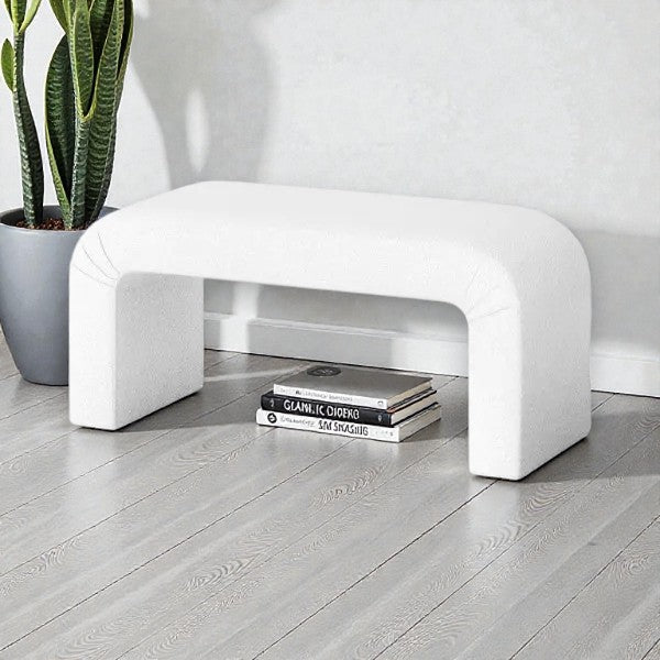 Cicely Waterfall Bench Cream Boucle - Threshold: Padded, No Assembly, Bedroom Furniture - Yalz Store