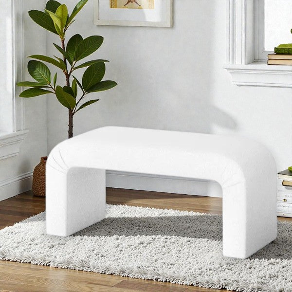 Cicely Waterfall Bench Cream Boucle - Threshold: Padded, No Assembly, Bedroom Furniture - Yalz Store