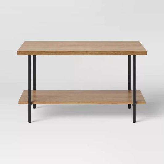 Wood and Metal Dorm Coffee Table Natural - Room Essentials: Sleek, Modern Living Room Furniture