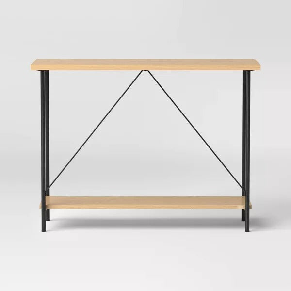 Wood and Metal Dorm Console Table Natural - Room Essentials
