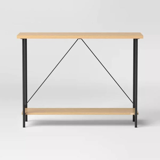 Wood and Metal Dorm Console Table Natural - Room Essentials