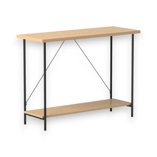 Wood and Metal Console Table Natural – Room Essentials Entryway Sofa Table, Slim Modern Industrial Design