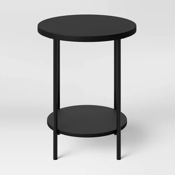 Wood and Metal Round End Table Black - Room Essentials