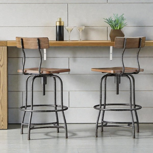 Woodsboro Adjustable Barstool Brown - Threshold: Metal Frame, Wood Seat, Home Bar Furniture - Yalz Store