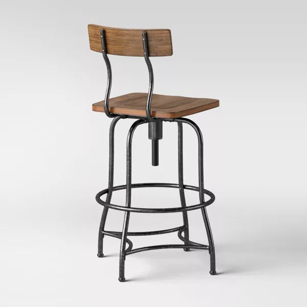 Woodsboro Adjustable Barstool Brown - Threshold: Metal Frame, Wood Seat, Home Bar Furniture
