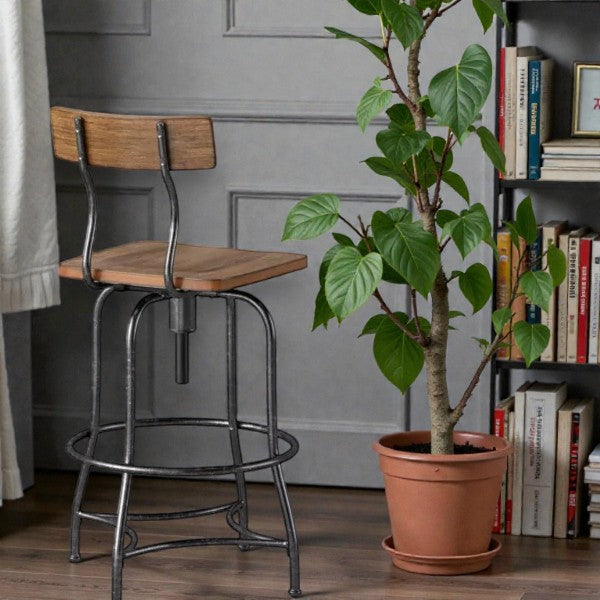 Woodsboro Adjustable Barstool Brown - Threshold: Metal Frame, Wood Seat, Home Bar Furniture - Yalz Store