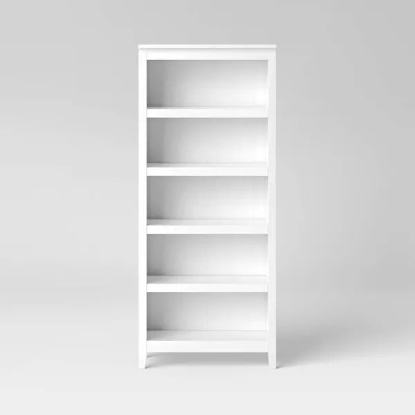 72" Carson 5 Shelf Bookcase White - Threshold: Durable Wood, Modern Design, Open Shelves