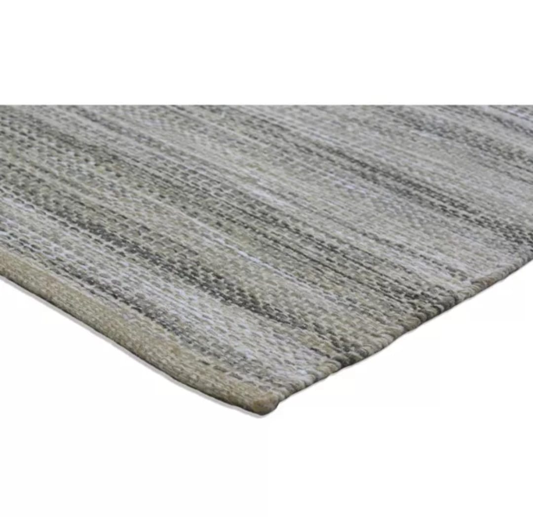 2'4"x7' Runner Woven Rug Gray - Threshold: Handmade Multi-Stripe Flat Pile, Jute & Cotton, Indoor Traditional Decor