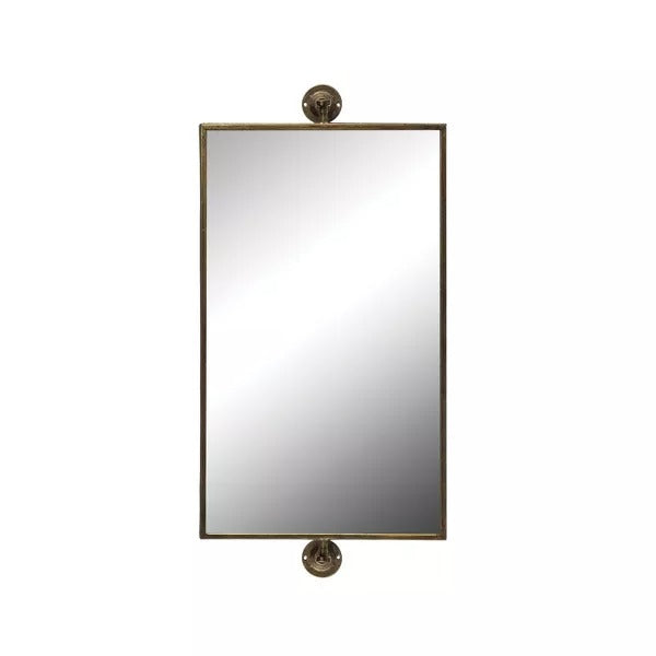 26.5" Metal Swivel Wall Mirror Brass - Storied Home: Large, Rectangular, No Assembly Required