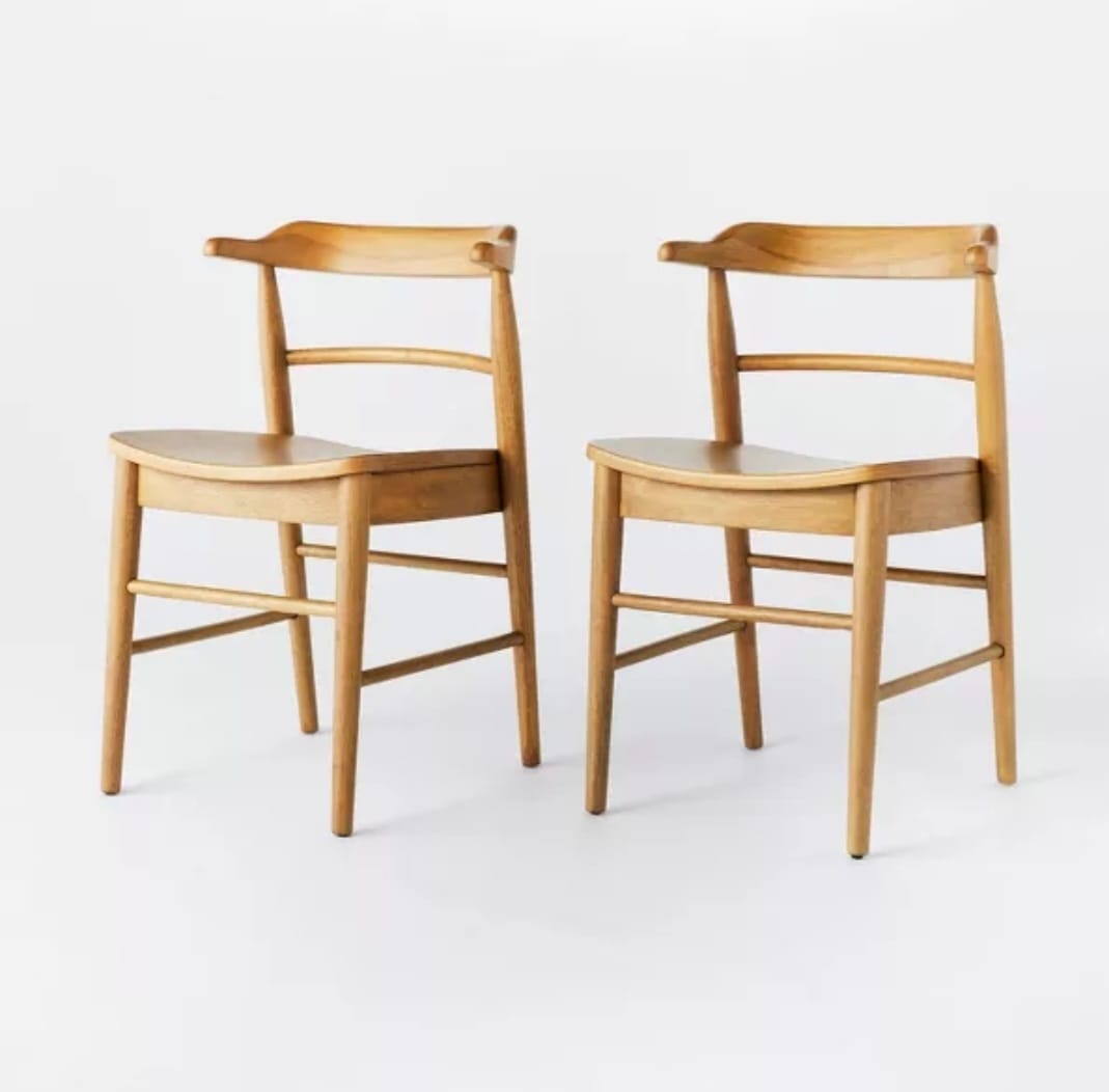 2-Pack Kaysville Curved Back Wood Dining Chairs, Natural - Threshold designed with Studio McGee.