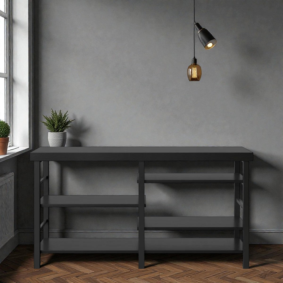 Adjustable Storage Dorm TV Stand for TVs up to 50" Black Wood Grain Finish - Room Essentials - Yalz Store