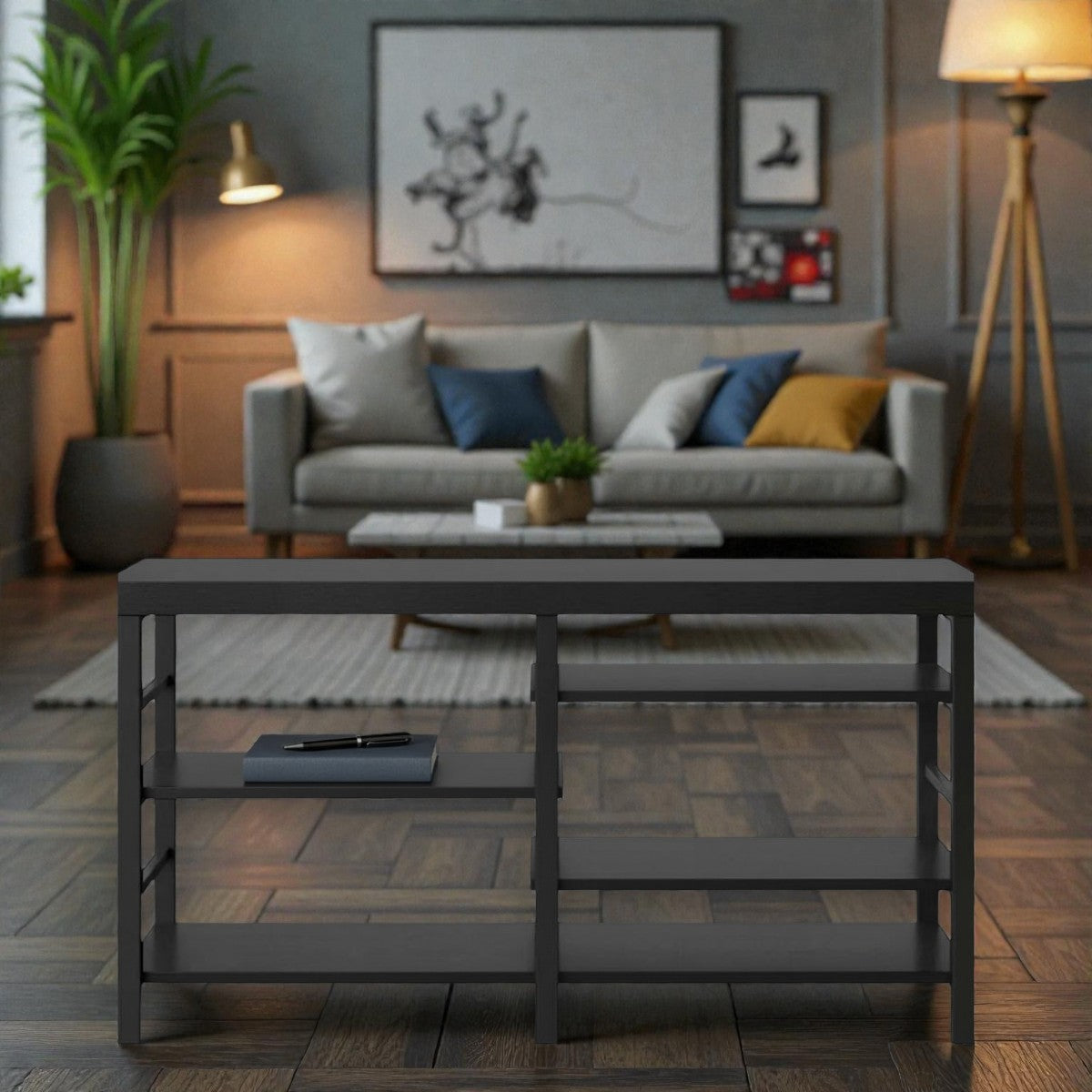 Adjustable Storage Dorm TV Stand for TVs up to 50" Black Wood Grain Finish - Room Essentials - Yalz Store