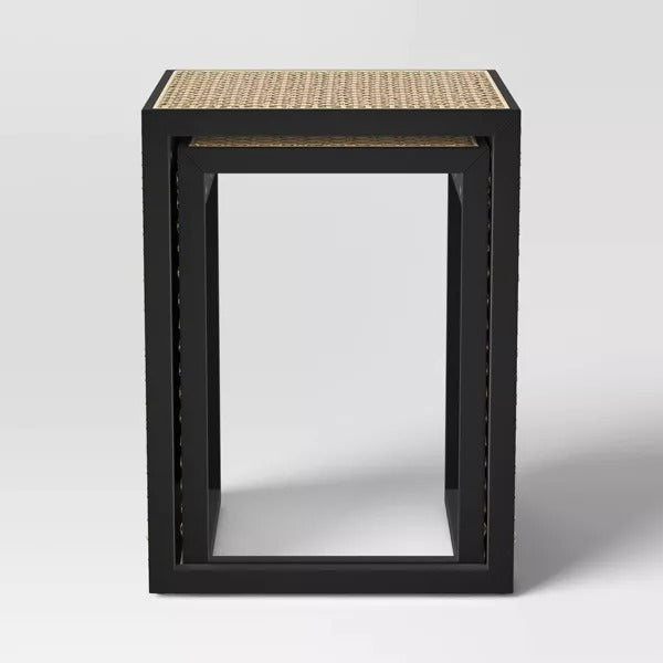 Nesting Accent Table Black/Natural (FA) - Threshold: Square Wood Composite End Table, 24" Height