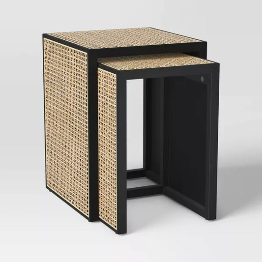 Nesting Accent Table Black/Natural (FA) - Threshold: Square Wood Composite End Table, 24" Height