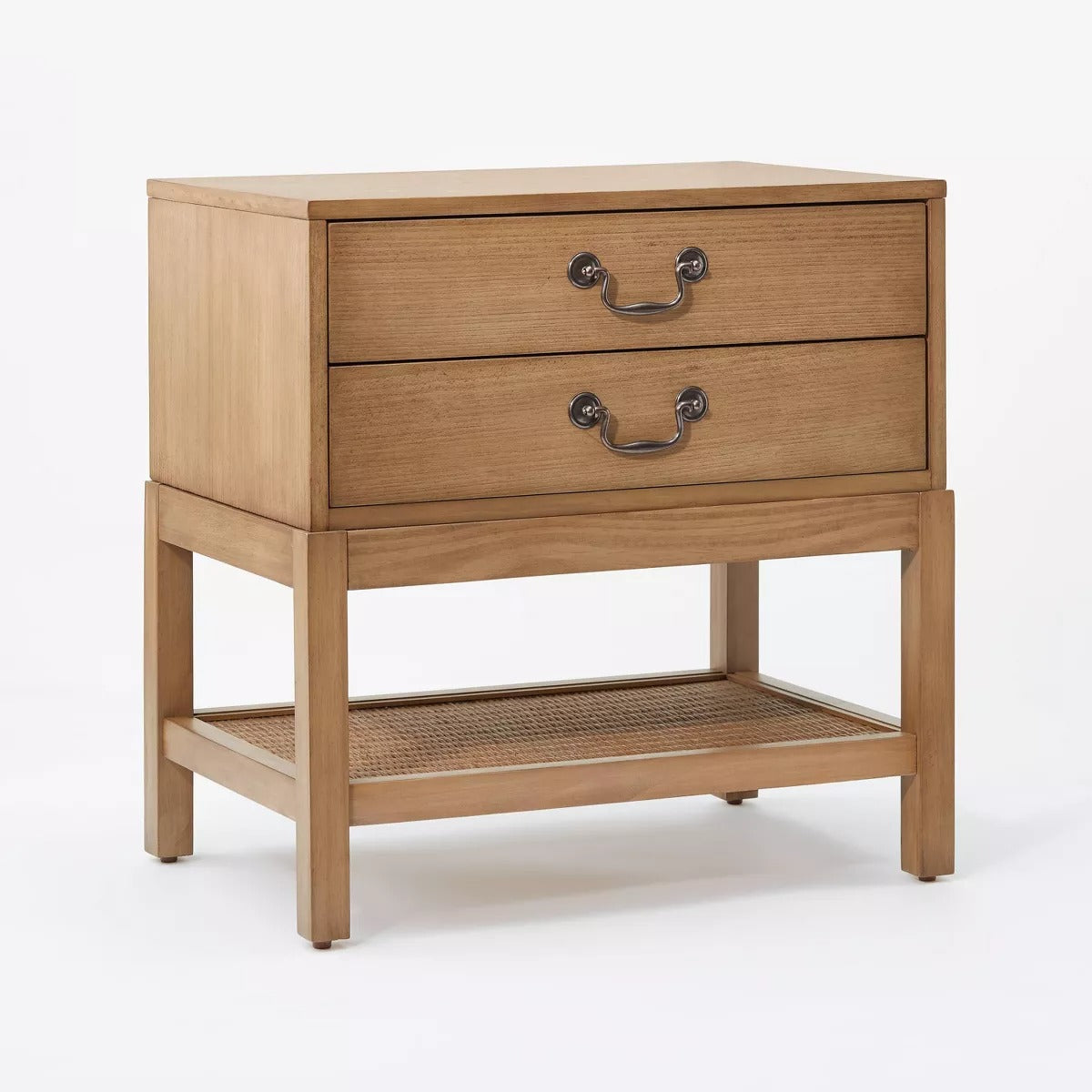 Elmira Nightstand Brown (KD) - Threshold designed with Studio McGee: 2 Drawers, Wood Veneer, Open Shelf