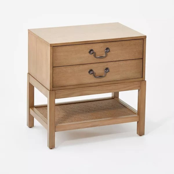 Elmira Nightstand Brown (KD) - Threshold designed with Studio McGee: 2 Drawers, Wood Veneer, Open Shelf