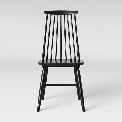 Harwich High Back Windsor Dining Chair Black FA - Threshold: Rubberwood Frame, Spot Clean, Modern Style