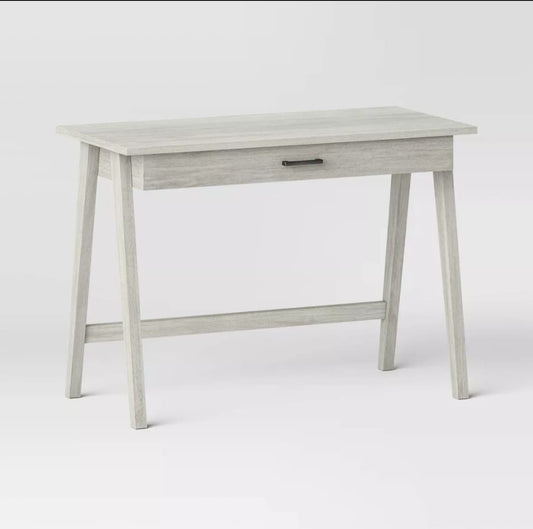 Paulo Wood Writing Desk with Drawer Weathered White - Threshold: Sleek Home Office Furniture, Laminate Surface, Metal Hardware
