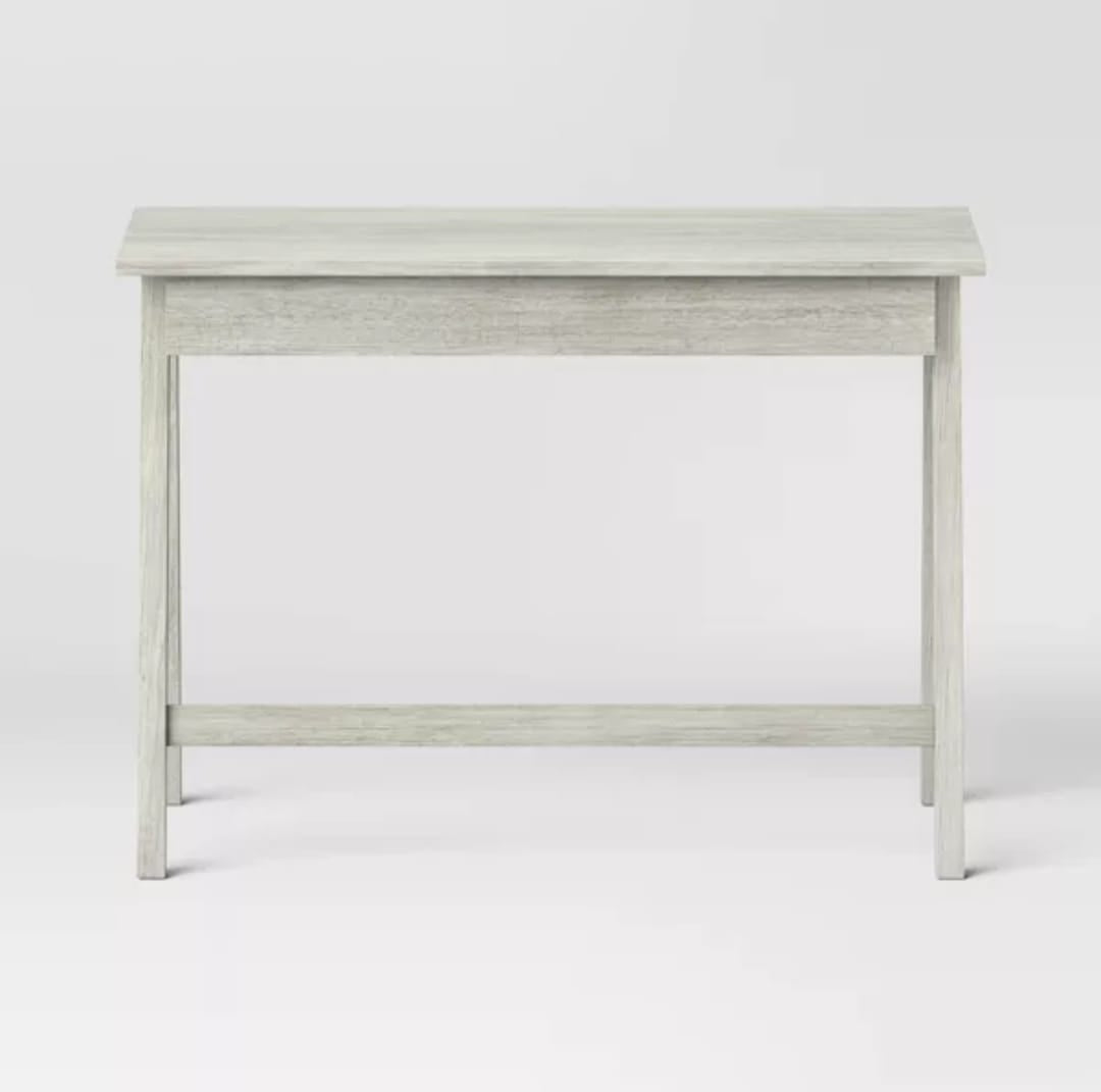 Paulo Wood Writing Desk with Drawer Weathered White - Threshold: Sleek Home Office Furniture, Laminate Surface, Metal Hardware