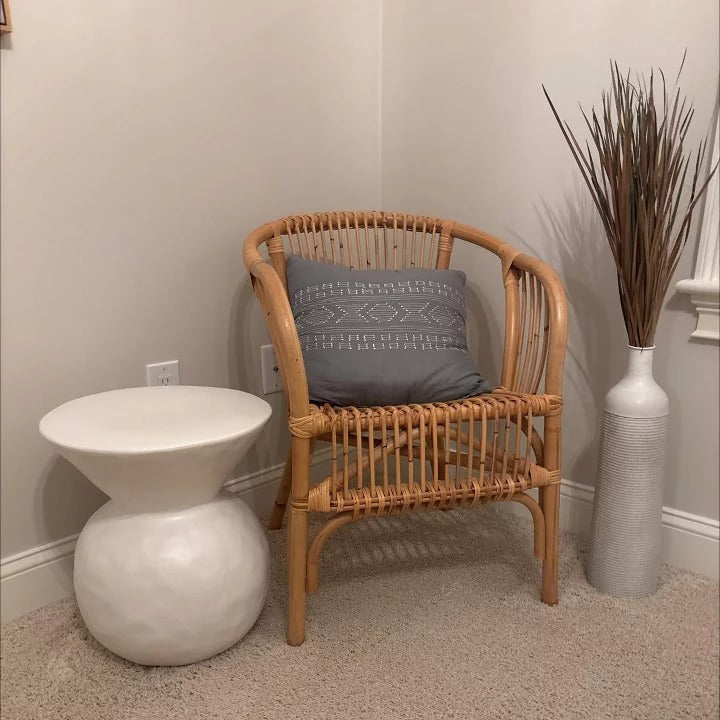 Severna Ceramic Accent Table White - Threshold: Modern Bell-Shaped, No Assembly Required