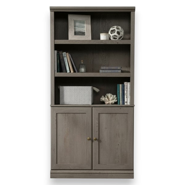 Sauder 70" 5 Shelf Bookcase with Doors Mystic Brown: Mid-Century Modern, MDF Frame, Vertical Storage - Yalz Store