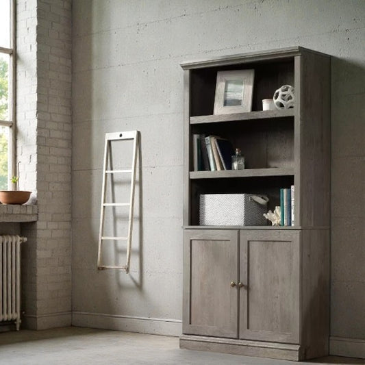 Sauder 70" 5 Shelf Bookcase with Doors Mystic Brown: Mid-Century Modern, MDF Frame, Vertical Storage - Yalz Store