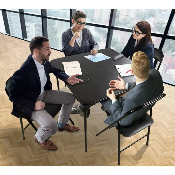 Peakform 5pc Folding Table Set Black: Vinyl Padded, Space-Saving Storage, No Tools Assembly (Please be advised that sets may be missing pieces or otherwise incomplete.