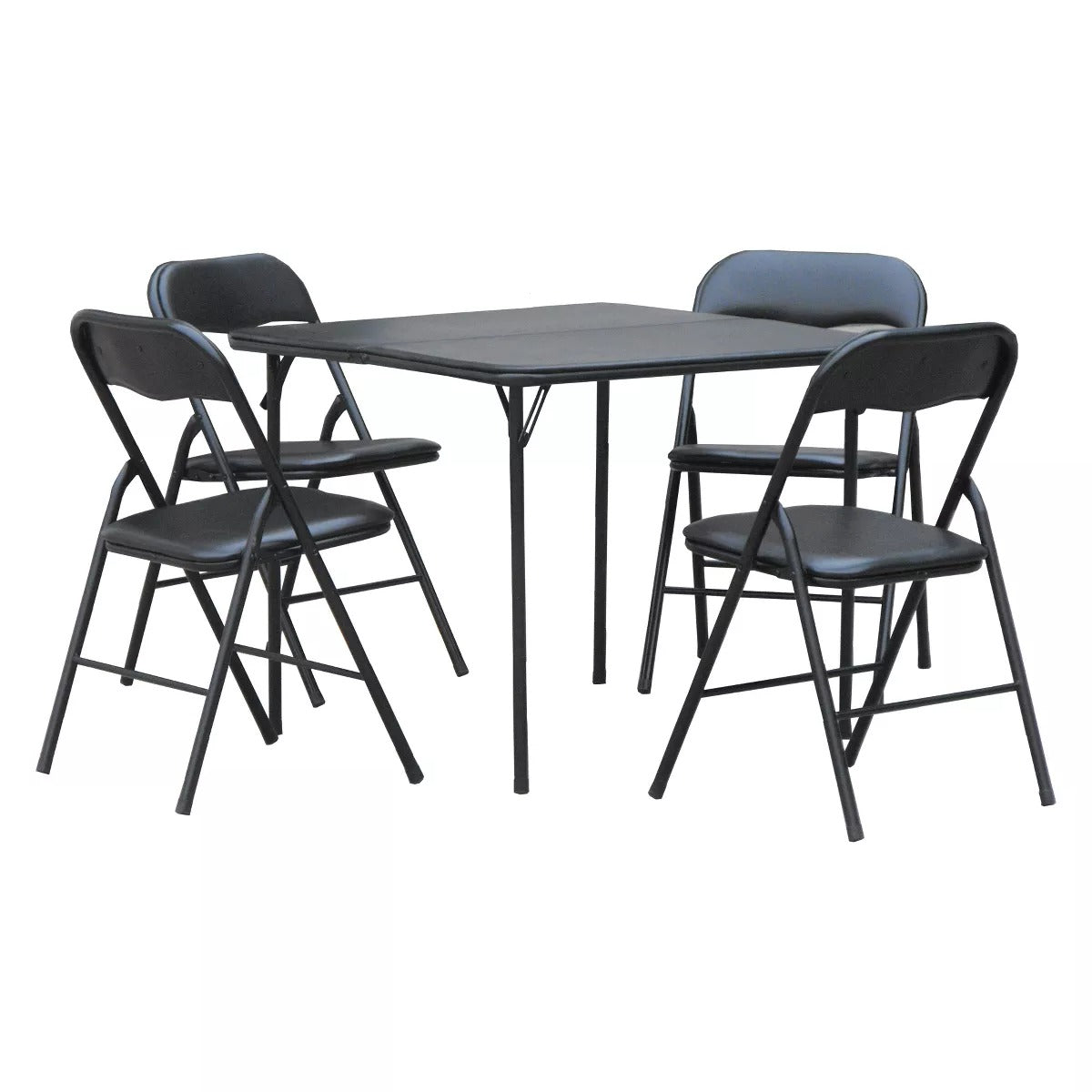 Peakform 5pc Folding Table Set Black: Vinyl Padded, Space-Saving Storage, No Tools Assembly (Please be advised that sets may be missing pieces or otherwise incomplete.