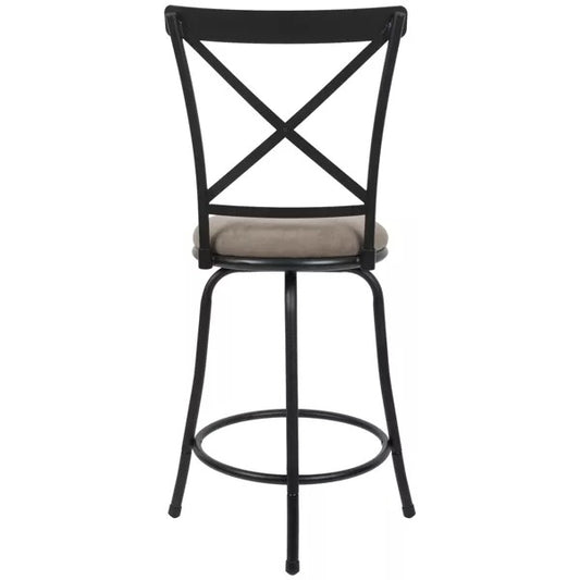 Karson Adjustable Height X Barstool Light Bronze - Holli Furniture: Swivel, Upholstered, Metal Frame
