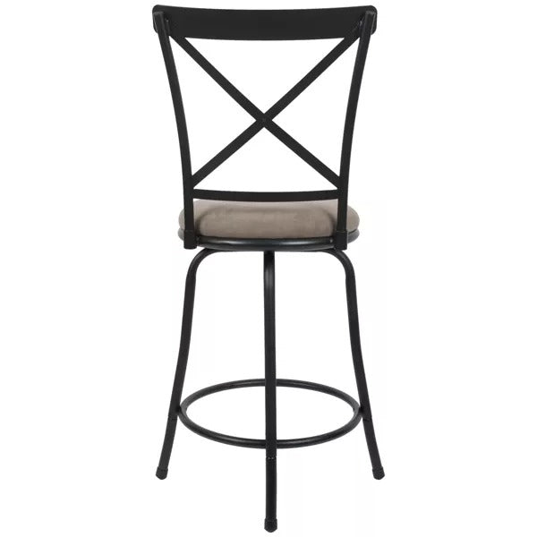Karson Adjustable Height X Barstool Light Bronze - Holli Furniture: Swivel, Upholstered, Metal Frame