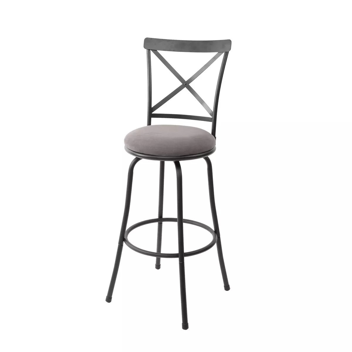 Karson Adjustable Height X Barstool Light Bronze - Holli Furniture: Swivel, Upholstered, Metal Frame