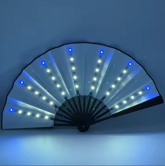 LED Fan Stage Performance Dancing Lights Fans Rechargeable Luminous Flash Nightclub Handheld Fan EDC DJ Props - Yalz Store