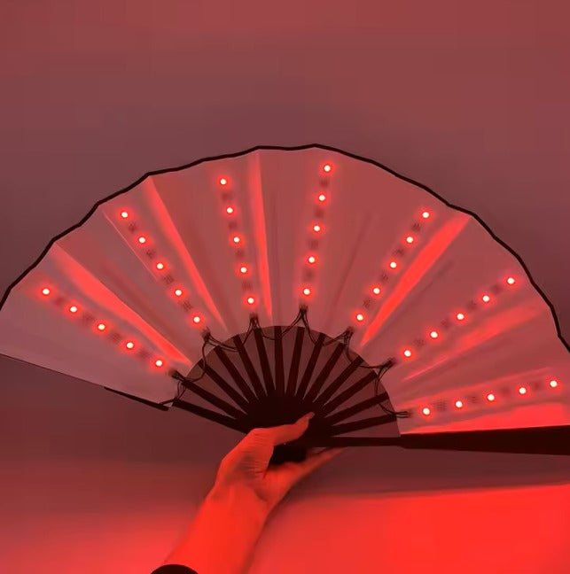 LED Fan Stage Performance Dancing Lights Fans Rechargeable Luminous Flash Nightclub Handheld Fan EDC DJ Props - Yalz Store