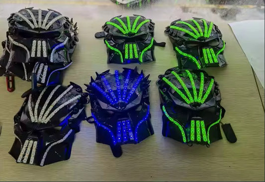 Custom Handmade Intruder Mask RaveNeon Predator Horror for Halloween Livet Punk Cosplay Robot Mask PVC Material