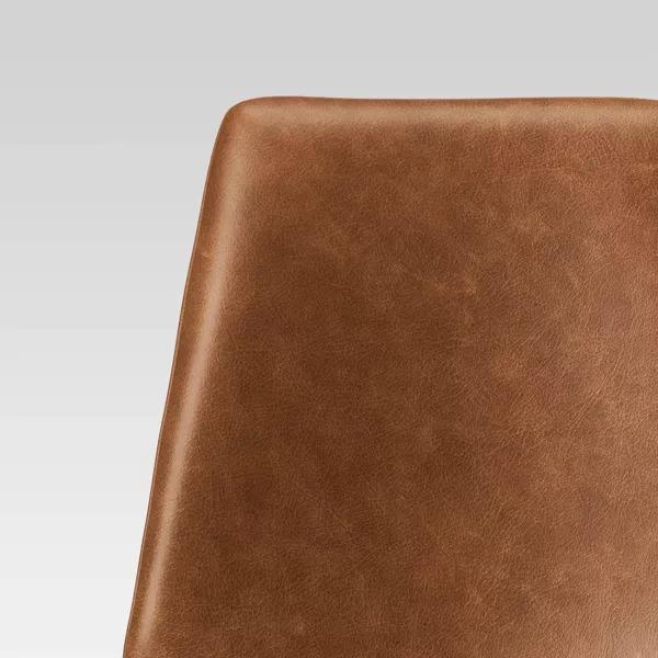 Bowden Faux Leather Dining Chair Caramel - Threshold Mid Century, Foam-Padded, Steel Legs