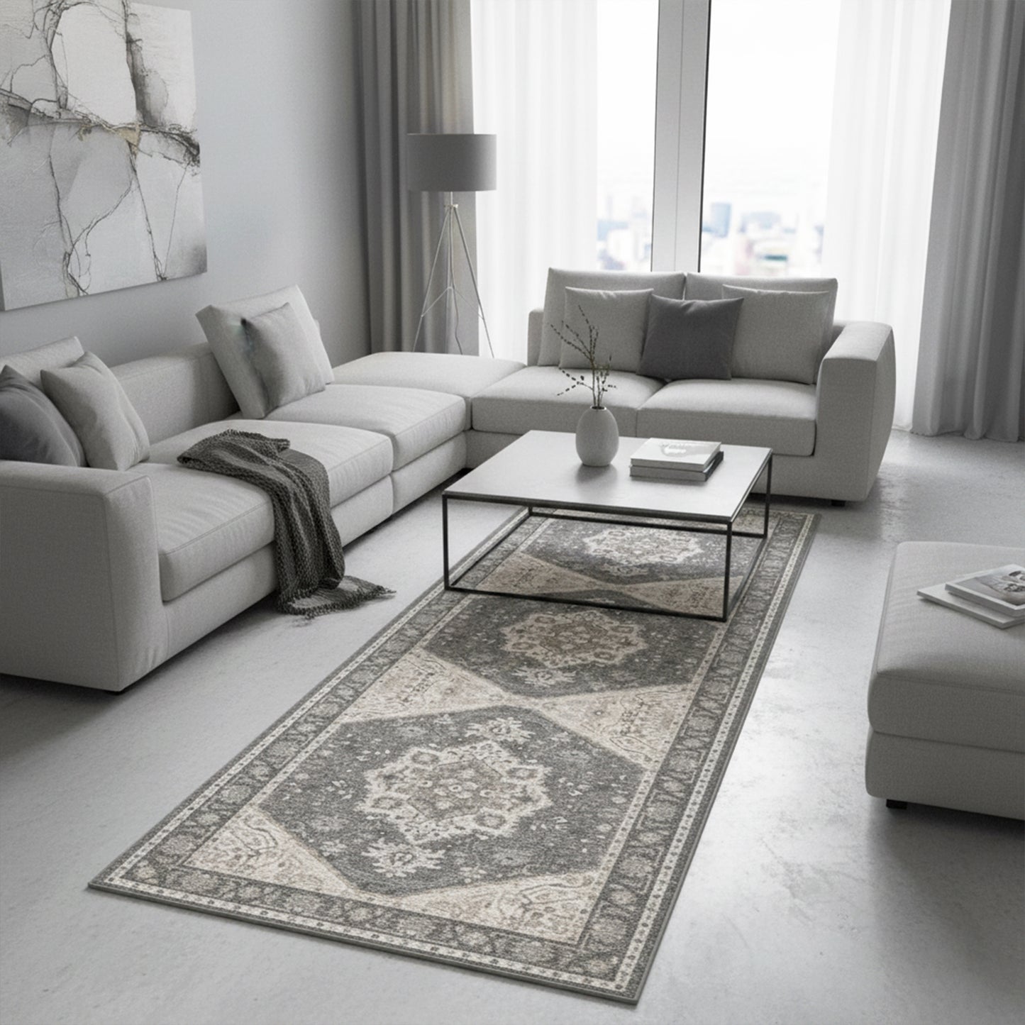 Washable Gray Runner Rug – 2' × 6' – Non-Slip Low-Profile Design– Limited Time Offer – Free Shipping USA - Yalz Store