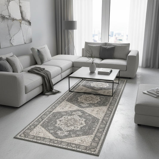 Washable Gray Runner Rug – 2' × 6' – Non-Slip Low-Profile Design– Limited Time Offer – Free Shipping USA - Yalz Store