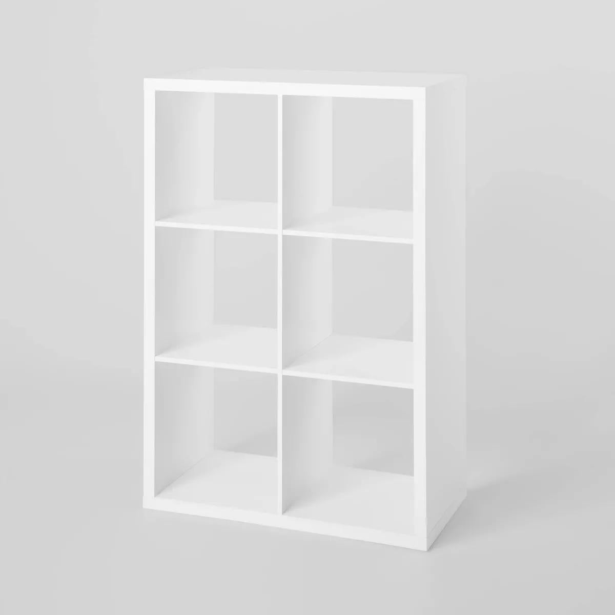 6 Cube Organizer White - Brightroom Decorative Bookshelf, Cubby Storage, MDF & Particle Board, 13 System Compatible