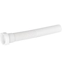 1-1/4" x 8" Flexible PVC Extension Tube with Slip-Joint, Nut, and Washer - White