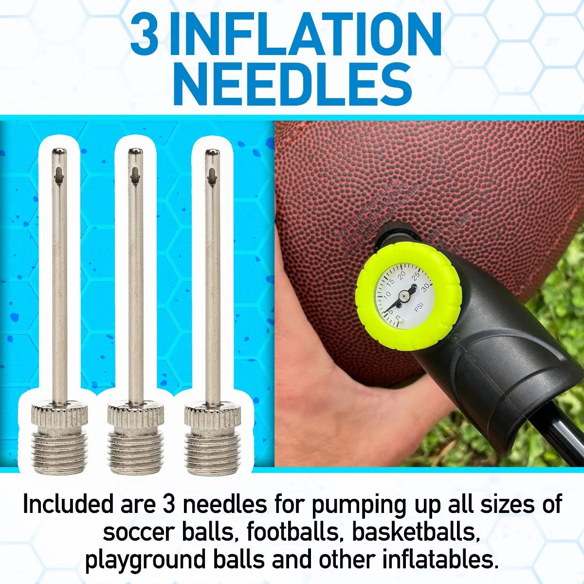 Ball Pump with Pressure Gauge – Manual PSI Air Pump for Sports Balls - Yalz Store