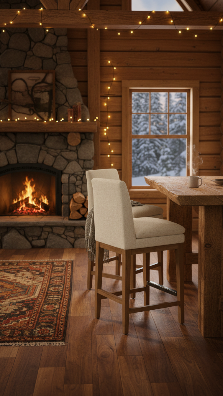 Rylee Fabric Center Stool – Cream Upholstered Stool with Feather Blend Cushion - Yalz Store