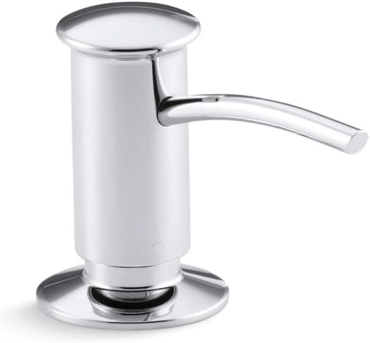 KOHLER 1895-C-CP Kitchen Sink Soap Dispenser with Contemporary Design, Store Liquid Soap, Dishwasher Liquid, or Hand Lotion, Polished Chrome, 16oz