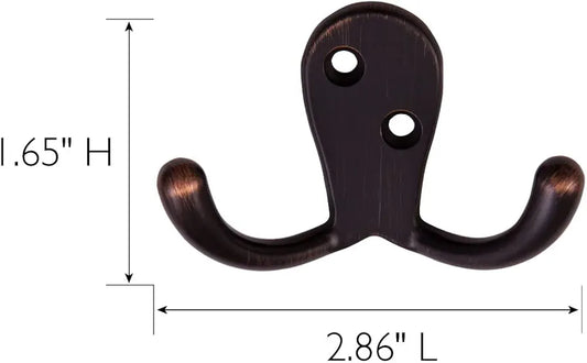 Oil Rubbed Bronze Wall-Mounted Double Hooks – 10 Pack for Coat, Hat, Towel & Robe