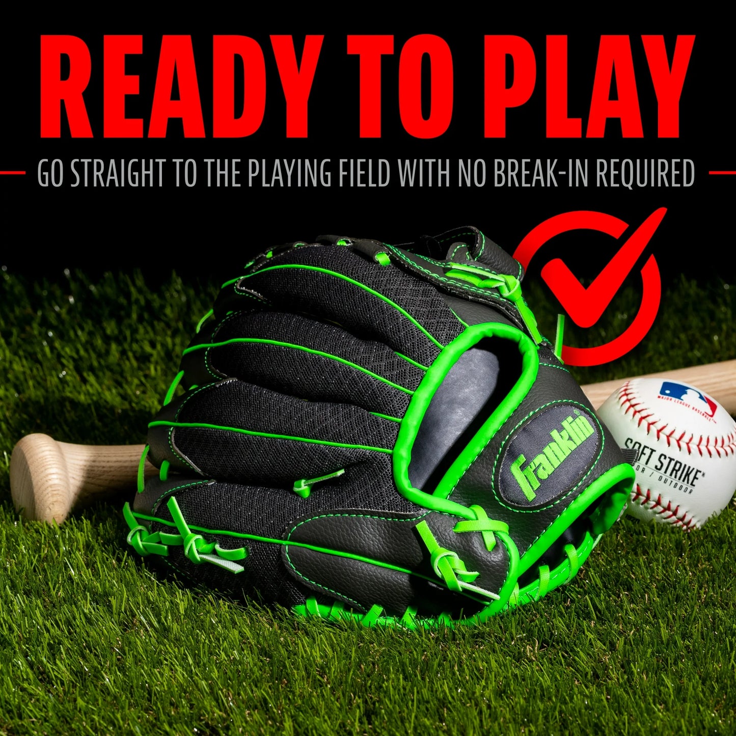 Franklin Sports unisex adult Right Hand Throw Kids & Youth Baseball Softball Tball Glove for Boys Girls Shok, Graphite/Lime, 10.5-Inch US