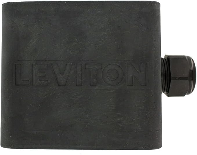 Leviton 3200-2E Portable Outlet Box, Two-Gang, Standard Depth, Pendant Style, Cable Diameter 0.590-Inch 1.000-Inch, Black