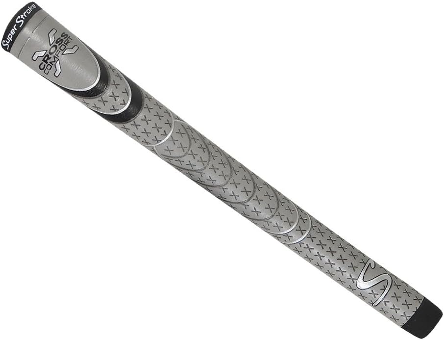 SuperStroke Cross Comfort Golf Club Grip, Gray/Black (Midsize) | Soft & Tacky Polyurethane That Boosts Traction | X-style Surface & Non-Slip | Swing Faster & Square the Clubface More Naturally