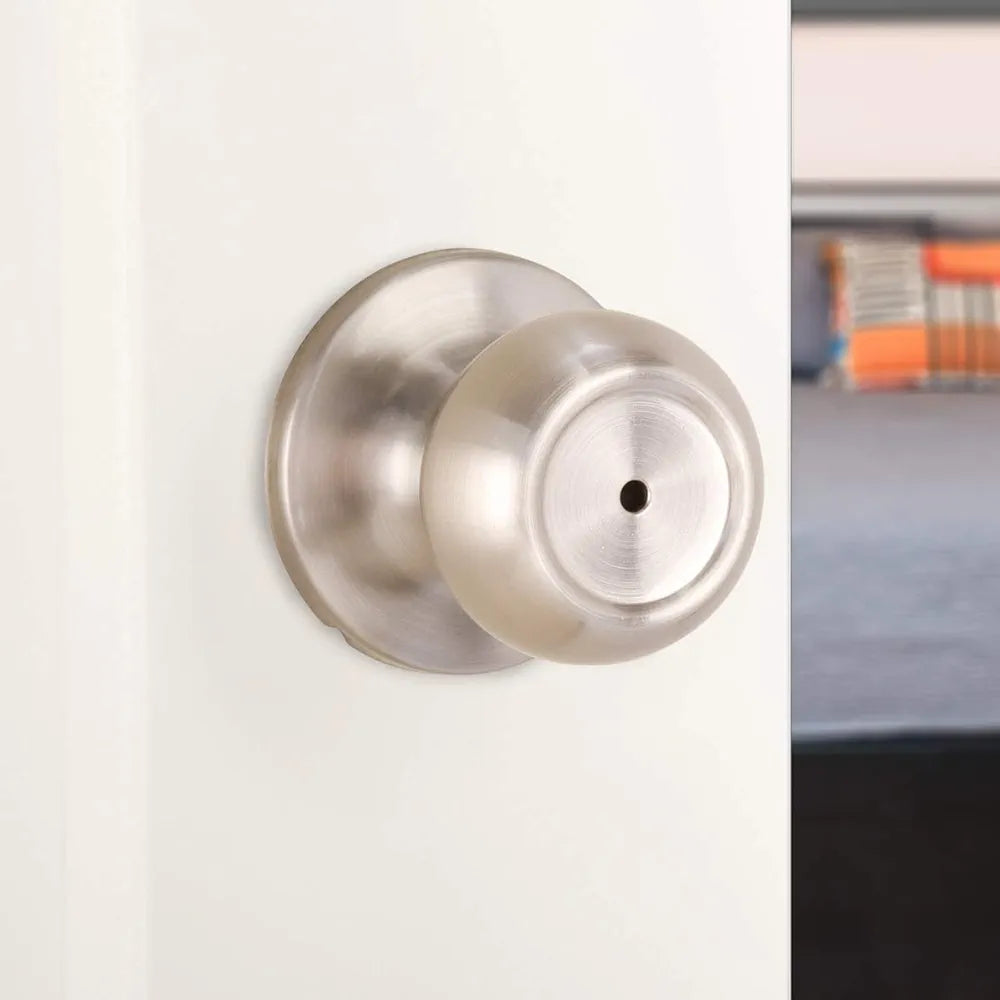 Bedroom/Bathroom Door Knob with Privacy Lock – Coastal Style, Satin Nickel