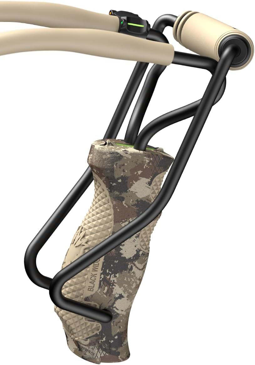 Barnett King Rat Slingshots, Black Widow Hunter Slingshot, Includes Double-X Tapered Speed Bands, Hotshot .38 Caliber Ammo, & Brushed Leather Pouch